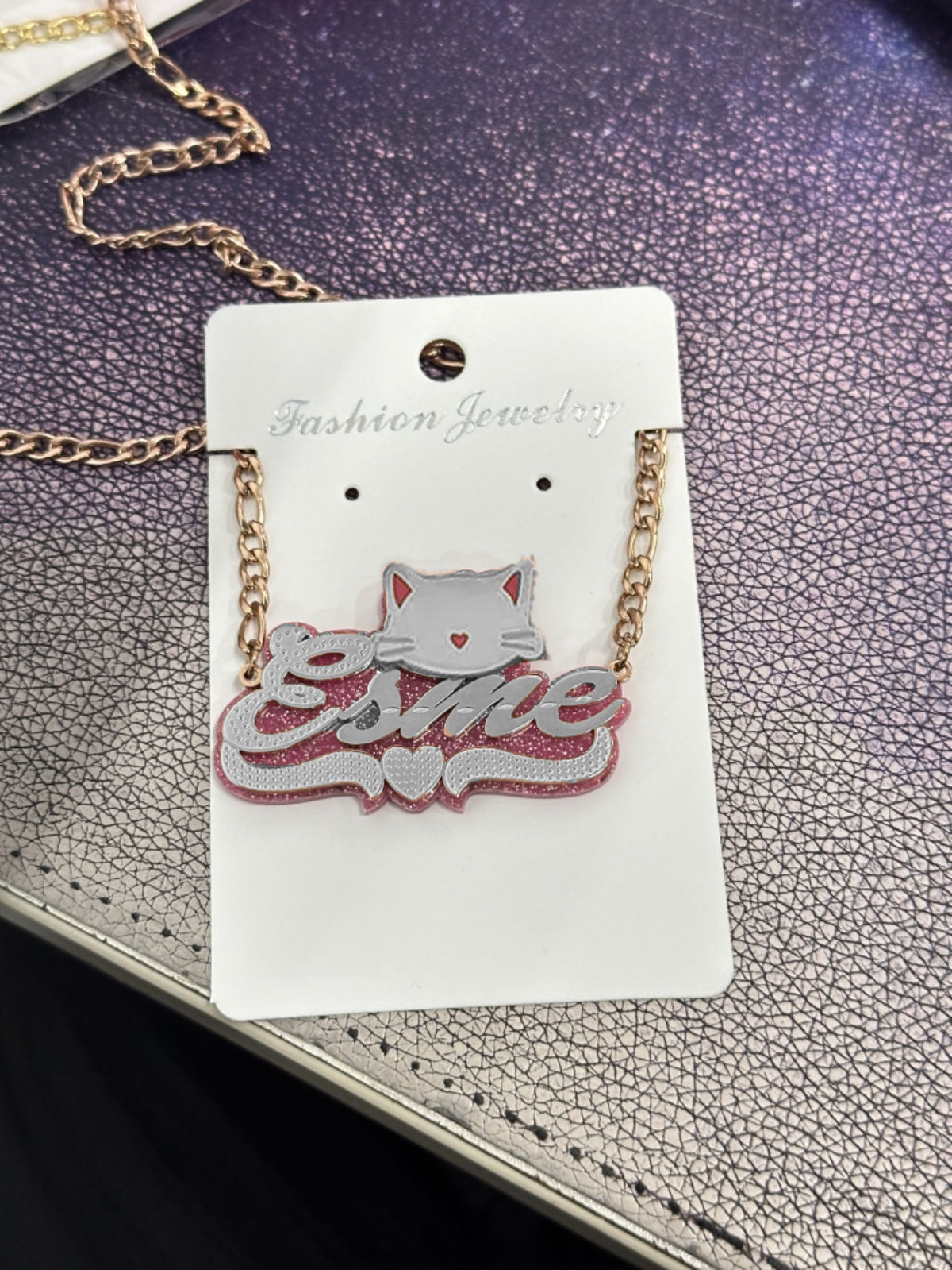 cat name necklace acrylic name necklace