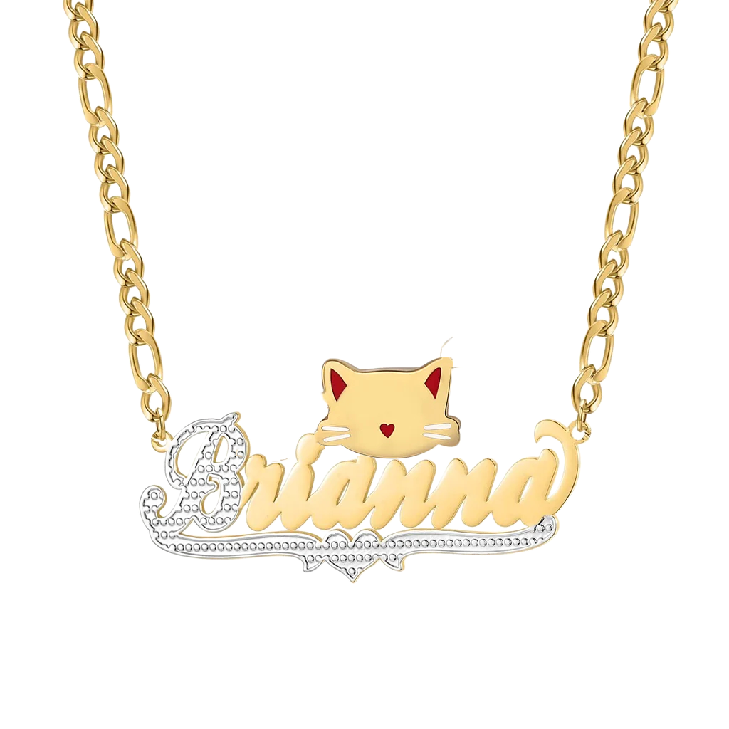 kitty name necklace 14 karat gold name plates