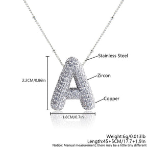 Bubble Initial Necklace 14k Gold Plated Cubic Zirconia