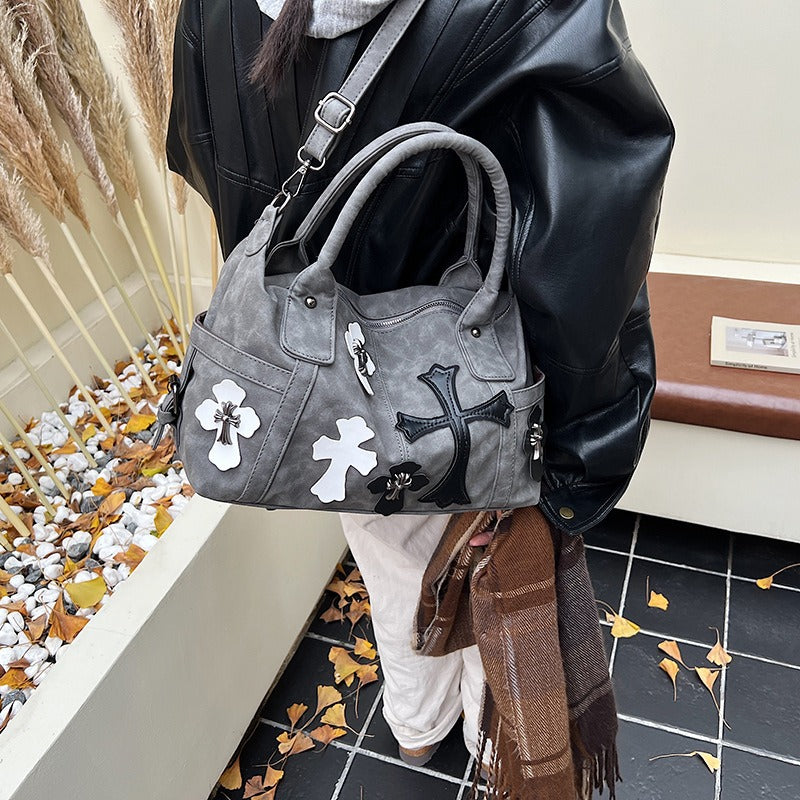 Chrome Hearts Black and White Patchwork Travel Bag