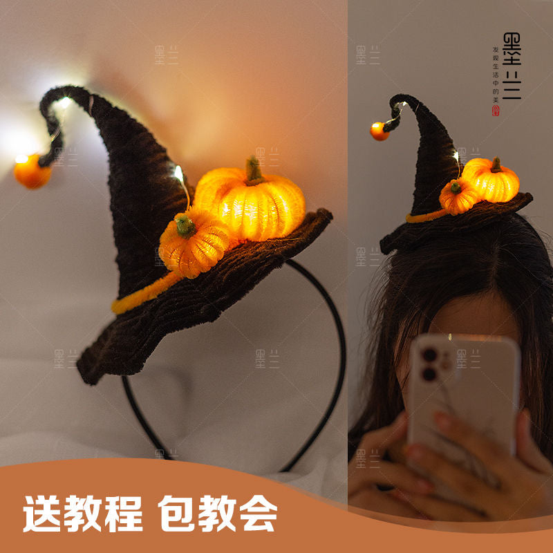 Halloween witch hat pumpkin lantern skull claws headband