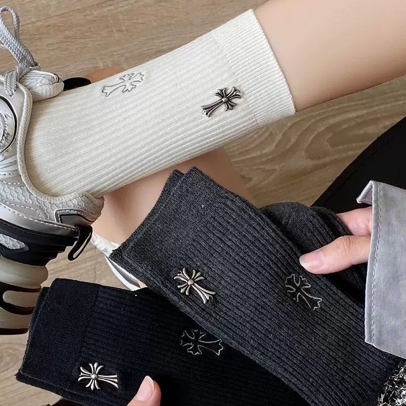 Chrome Hearts-Inspired Cross Socks High-Top Crew Socks