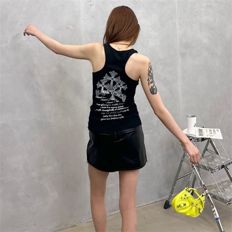 Chrome Hearts-Inspired Tank Top Triple Cross & Sanskrit Design
