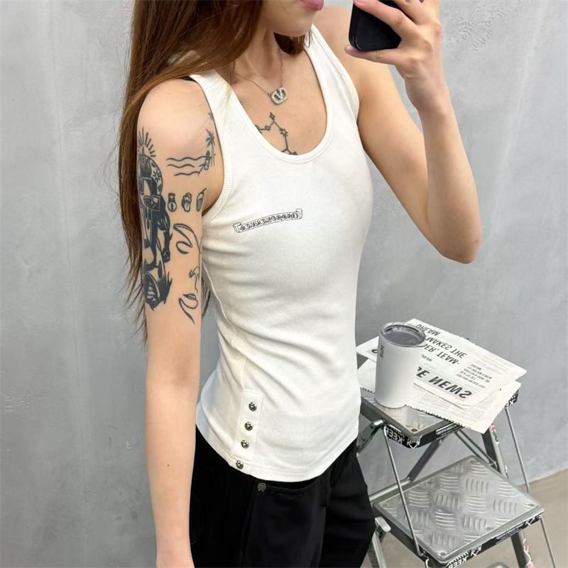 Chrome Hearts-Inspired Tank Top Triple Cross & Sanskrit Design