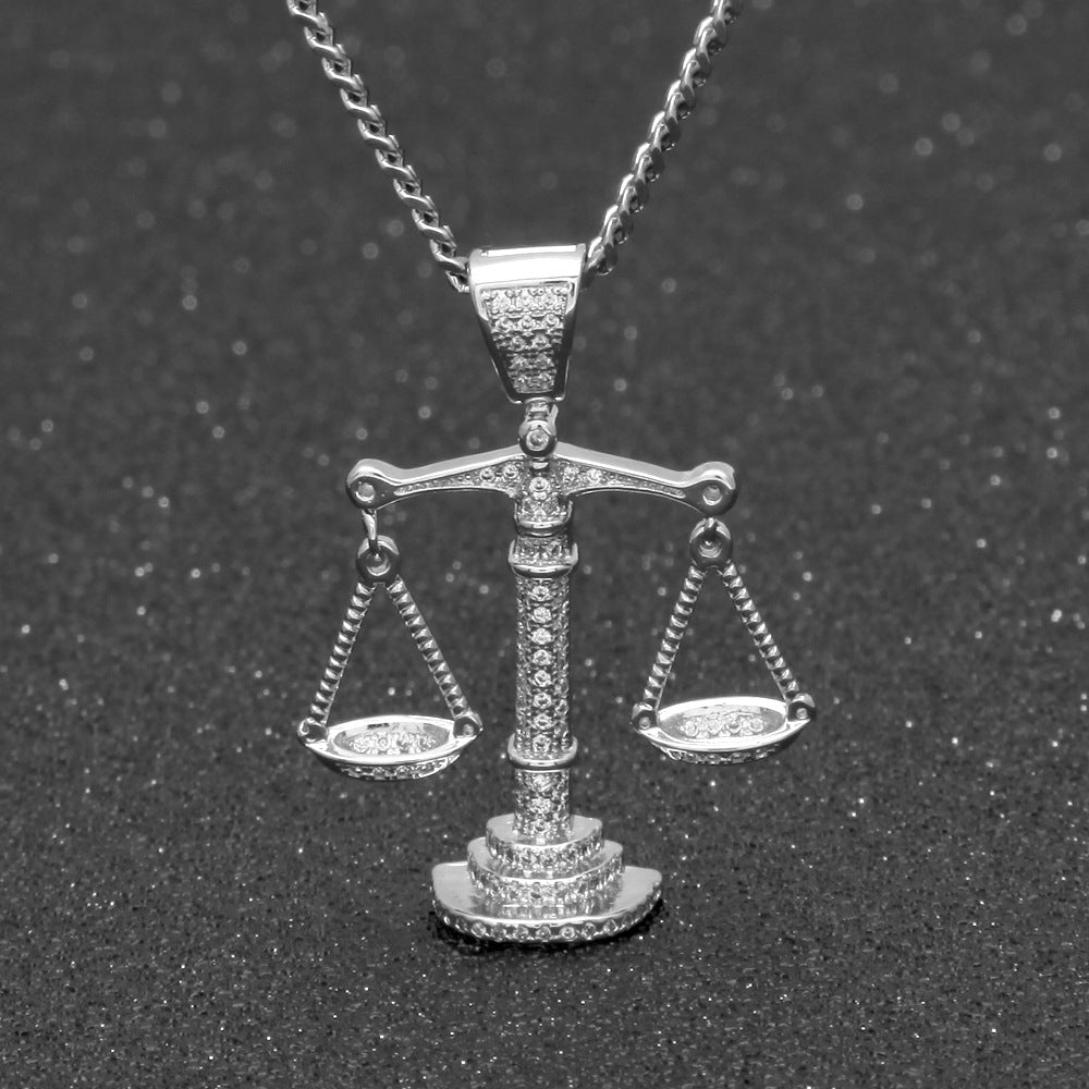 Justice Scale Iced Out CZ Hip Hop Necklace