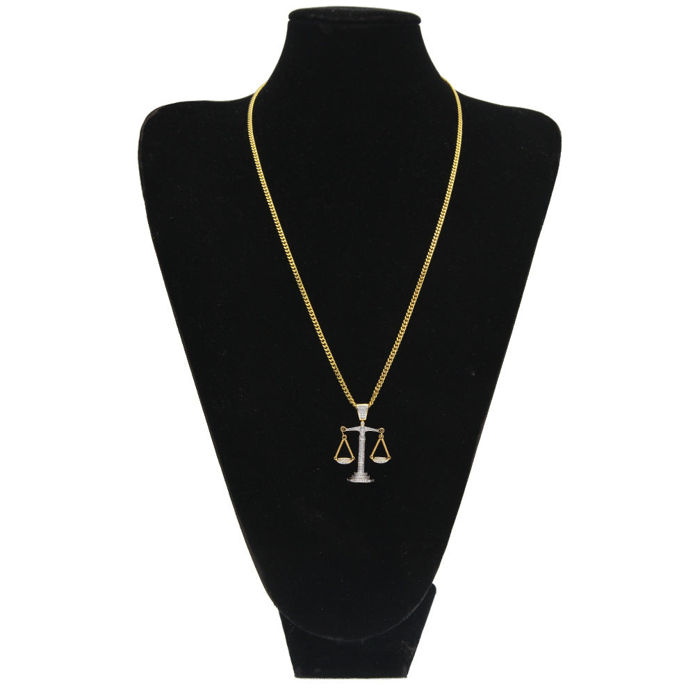 Justice Scale Iced Out CZ Hip Hop Necklace