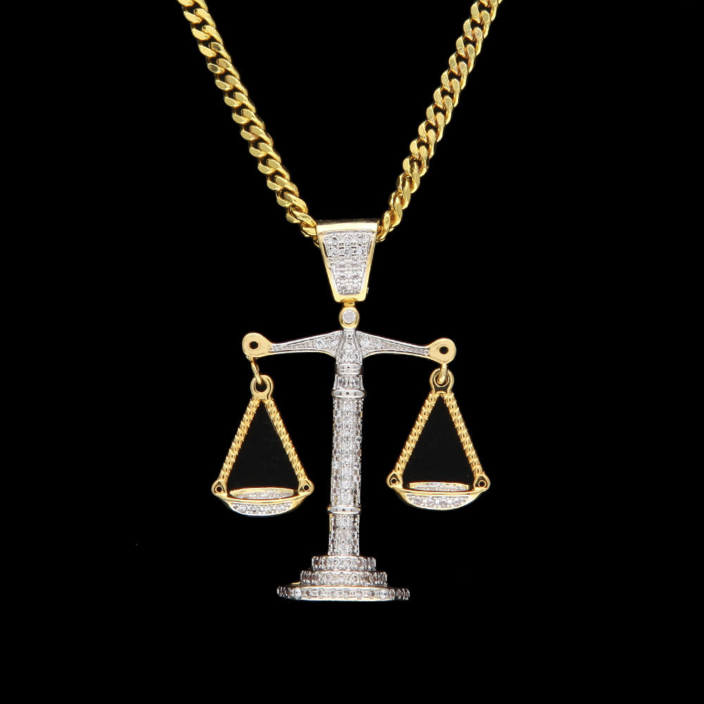 Justice Scale Iced Out CZ Hip Hop Necklace