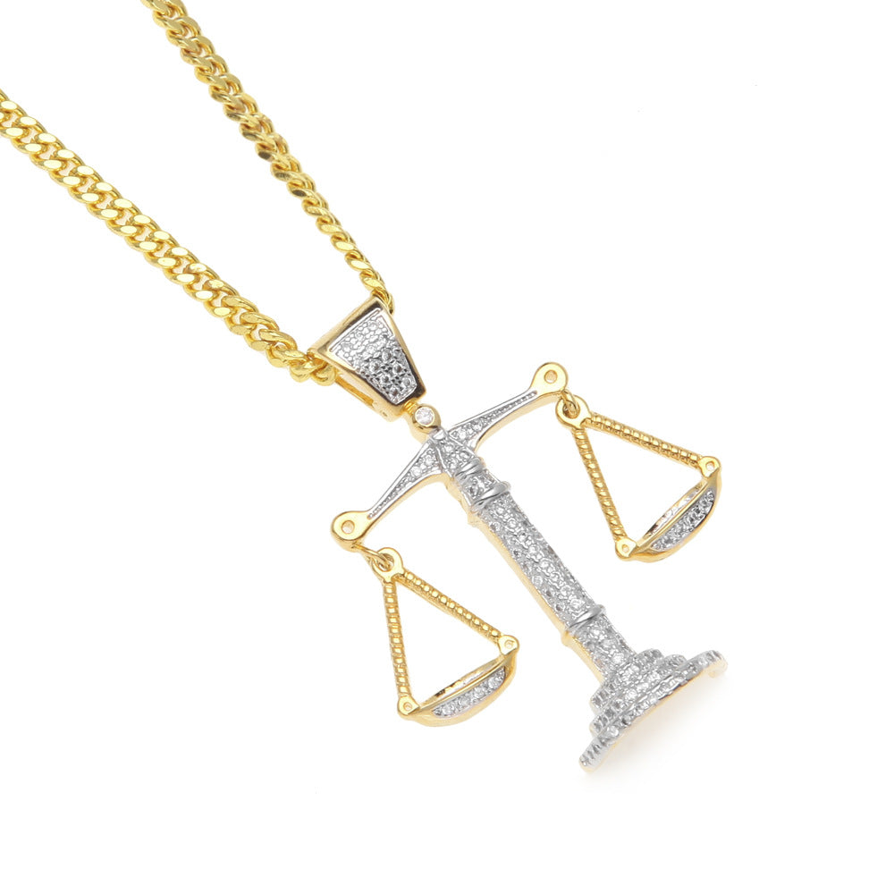 Justice Scale Iced Out CZ Hip Hop Necklace