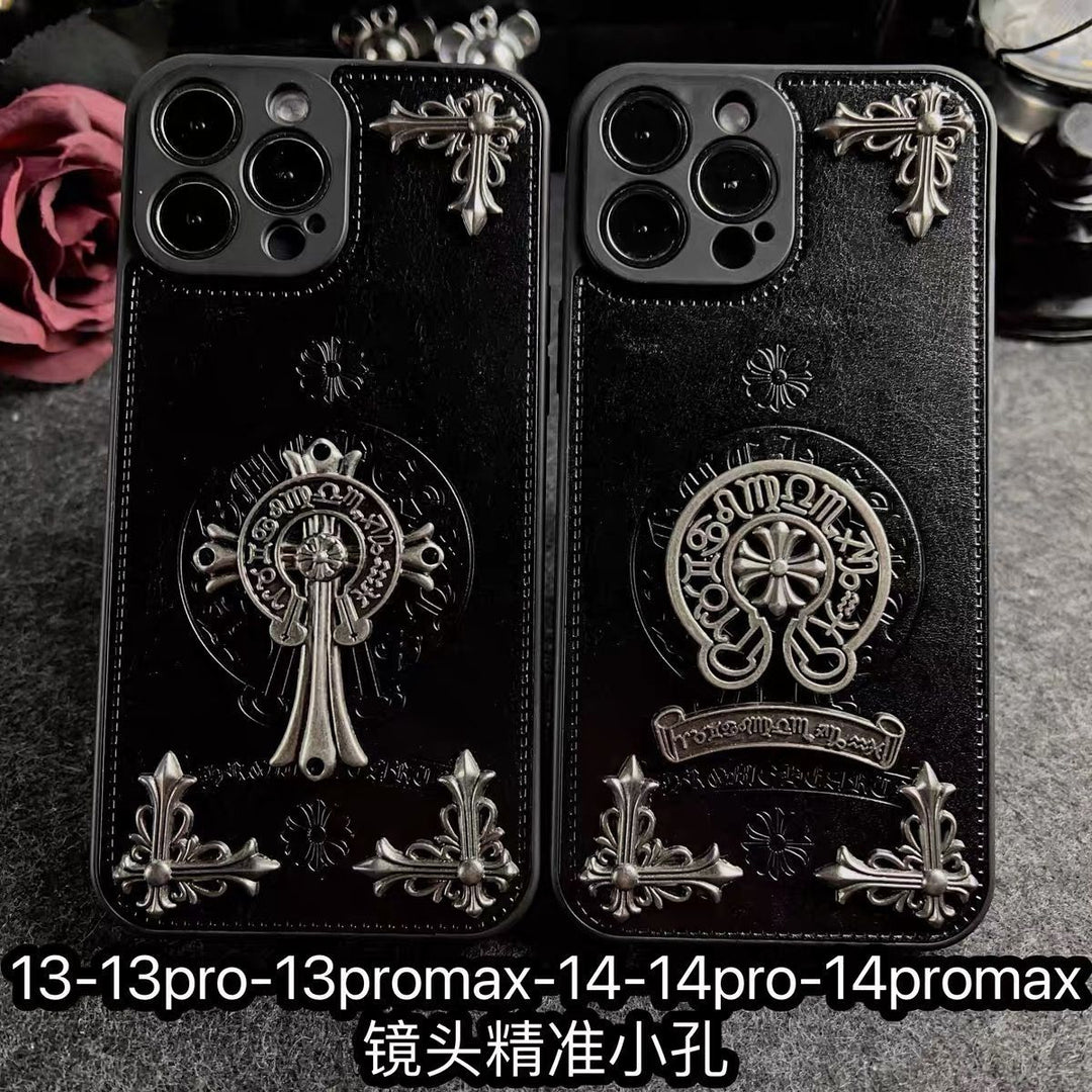 Chrome Hearts Dark Leather iPhone Phone Case