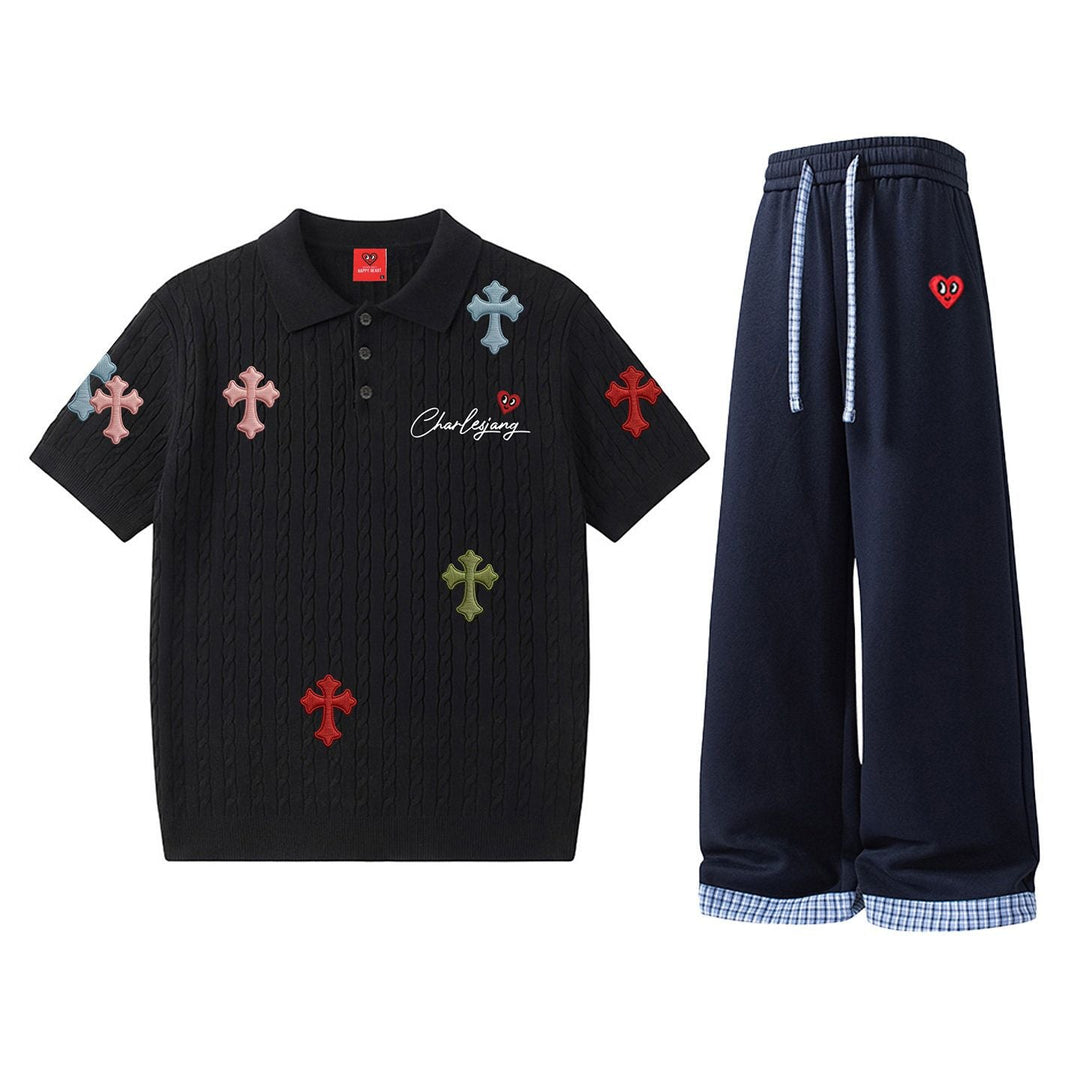 Chrome Hearts HAPPY HEART Polo Shirt with Trousers