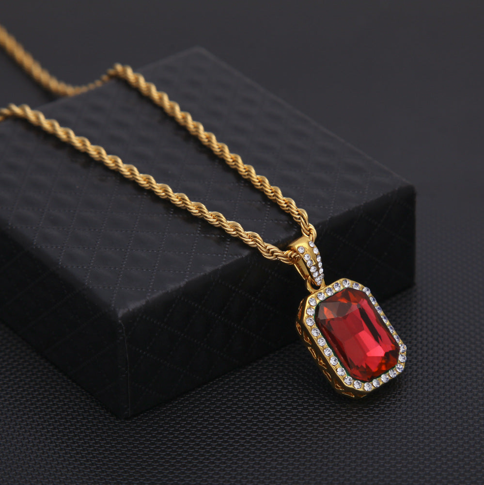 Hip-Hop Mini Diamond Pendant Necklace
