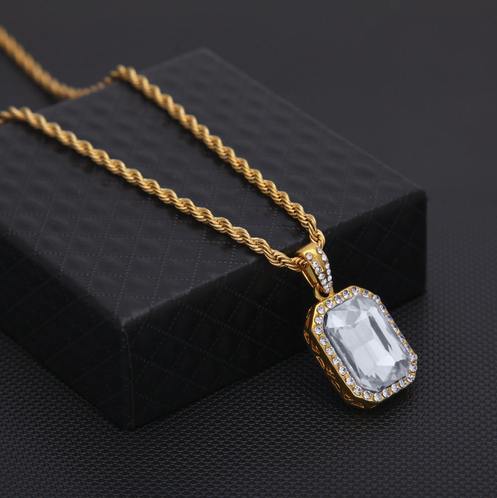 Hip-Hop Mini Diamond Pendant Necklace