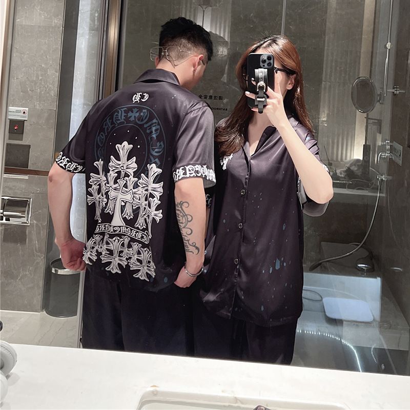 Chrome Hearts-Inspired Ink-Style Print "Ice Silk" Pajamas