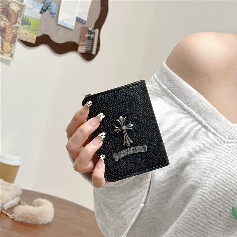 Chrome Hearts Litchi-Grain Leather Wallet with Cross Motif