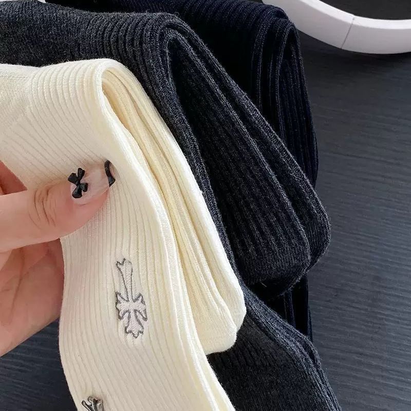 Chrome Hearts-Inspired Cross Socks High-Top Crew Socks
