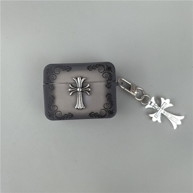 Chrome Hearts Gray Pattern Cross Earphone Protective Case