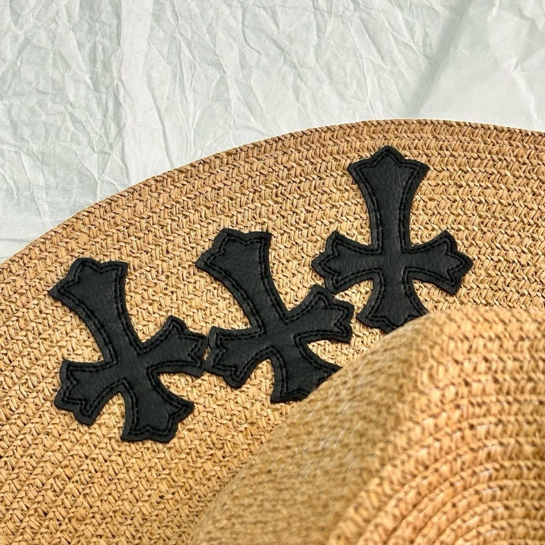 Chrome Hearts Embellished Raffia Vacation Straw Hat