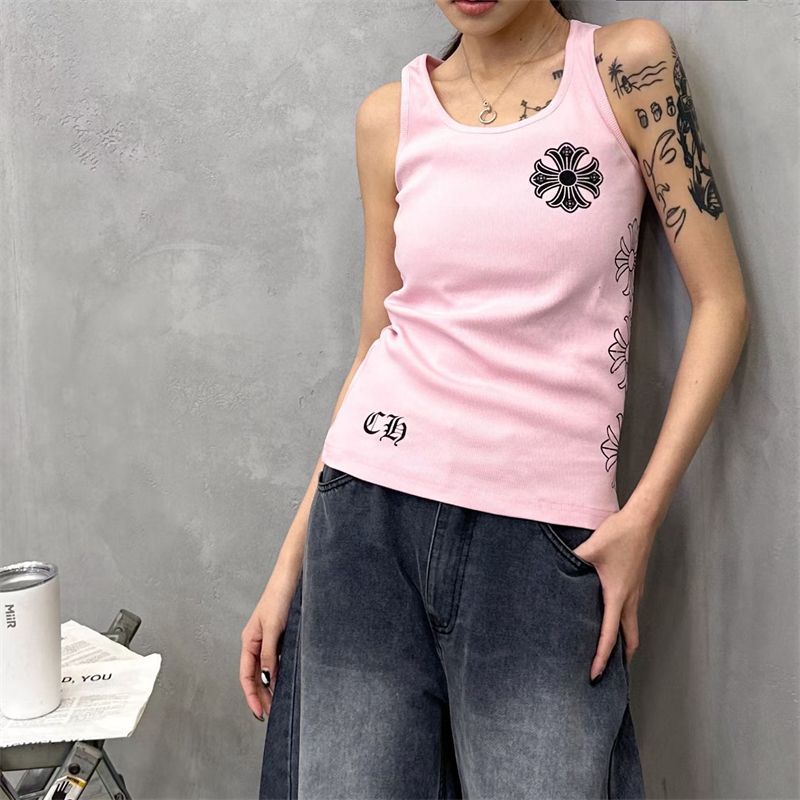 Chrome Hearts Cross Print Sleeveless Camisole & Tank Top
