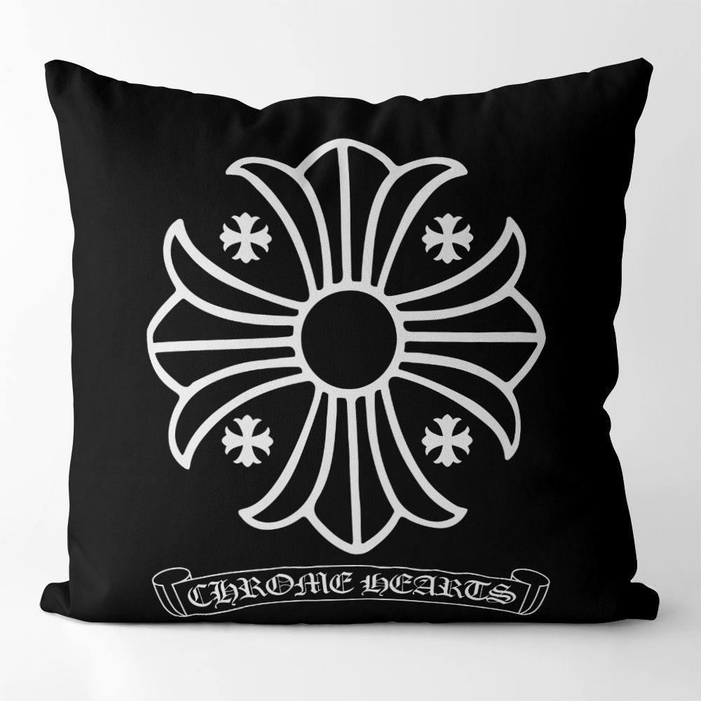 Chrome Hearts-Inspired Black & White Cushion