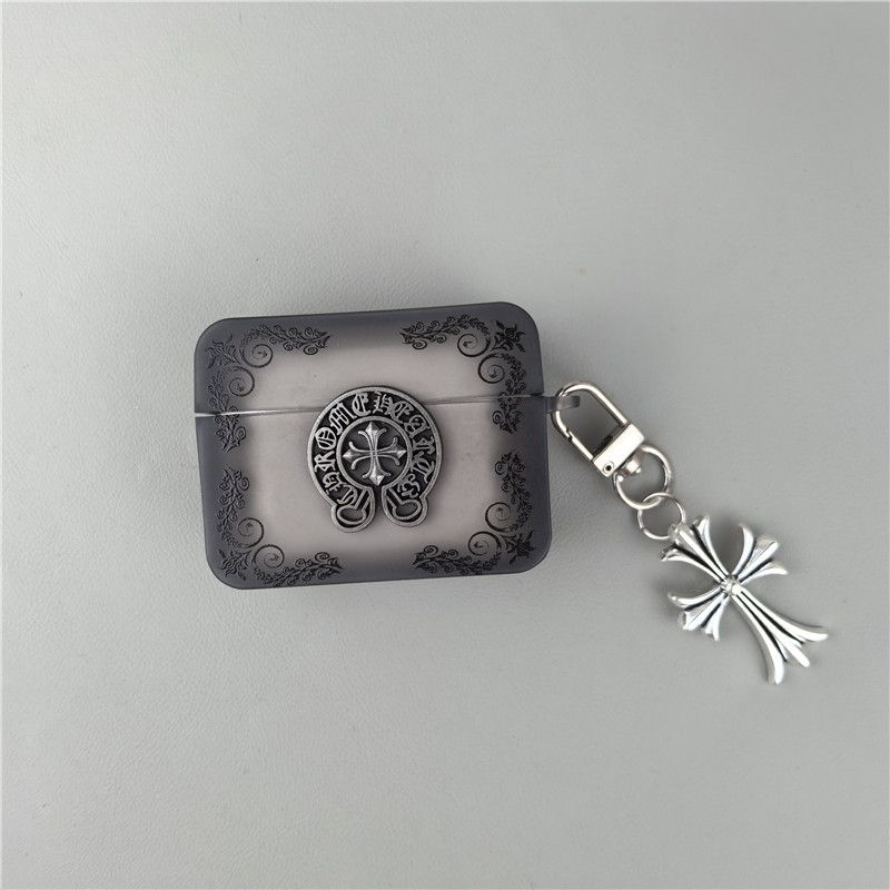 Chrome Hearts Gray Pattern Cross Earphone Protective Case