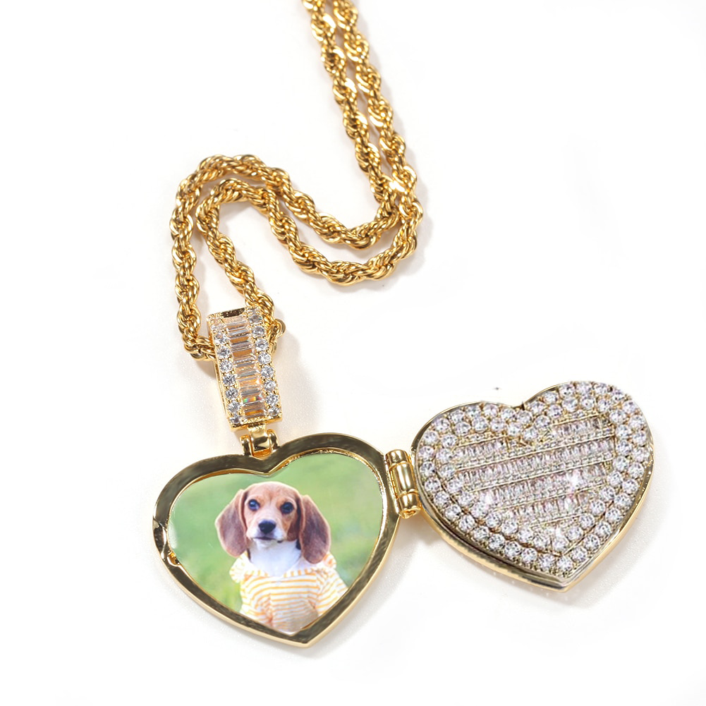 Large Size Heart Shape Custom Photo Locket Frame Pendant love necklaces for her