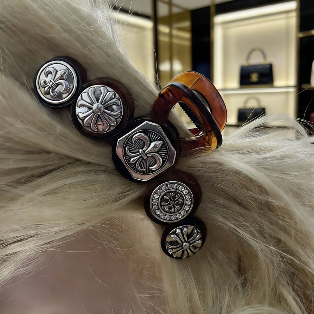 Chrome Hearts-Inspired Dark Retro Iris Hair Clip