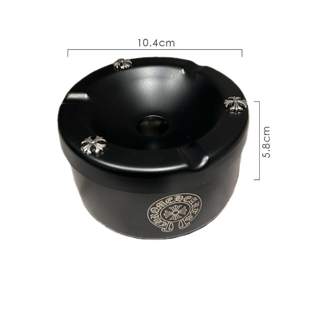 Chrome Hearts Black Stainless Steel Ashtray with Lid