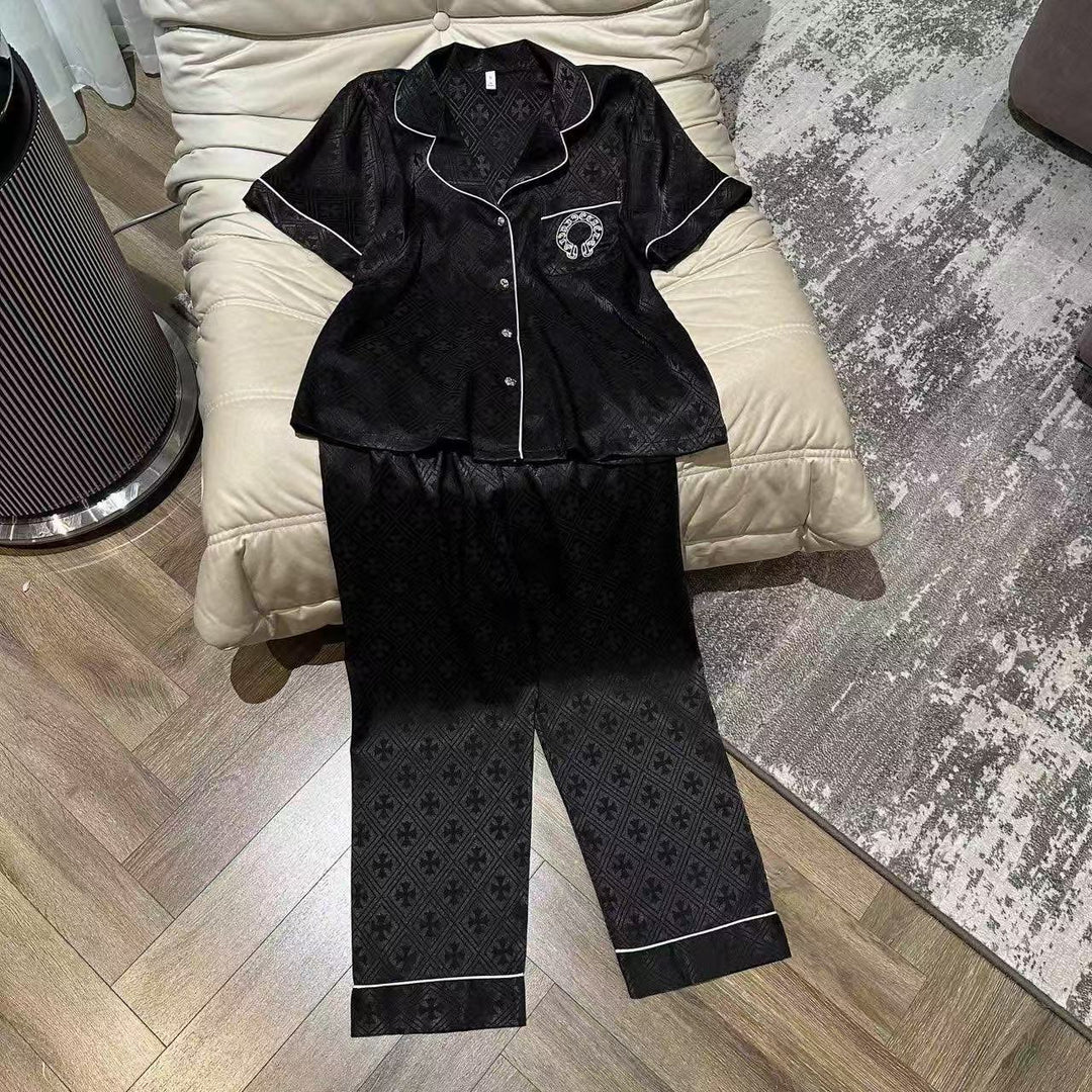 Chrome Hearts-Inspired Ice Silk Loungewear Set