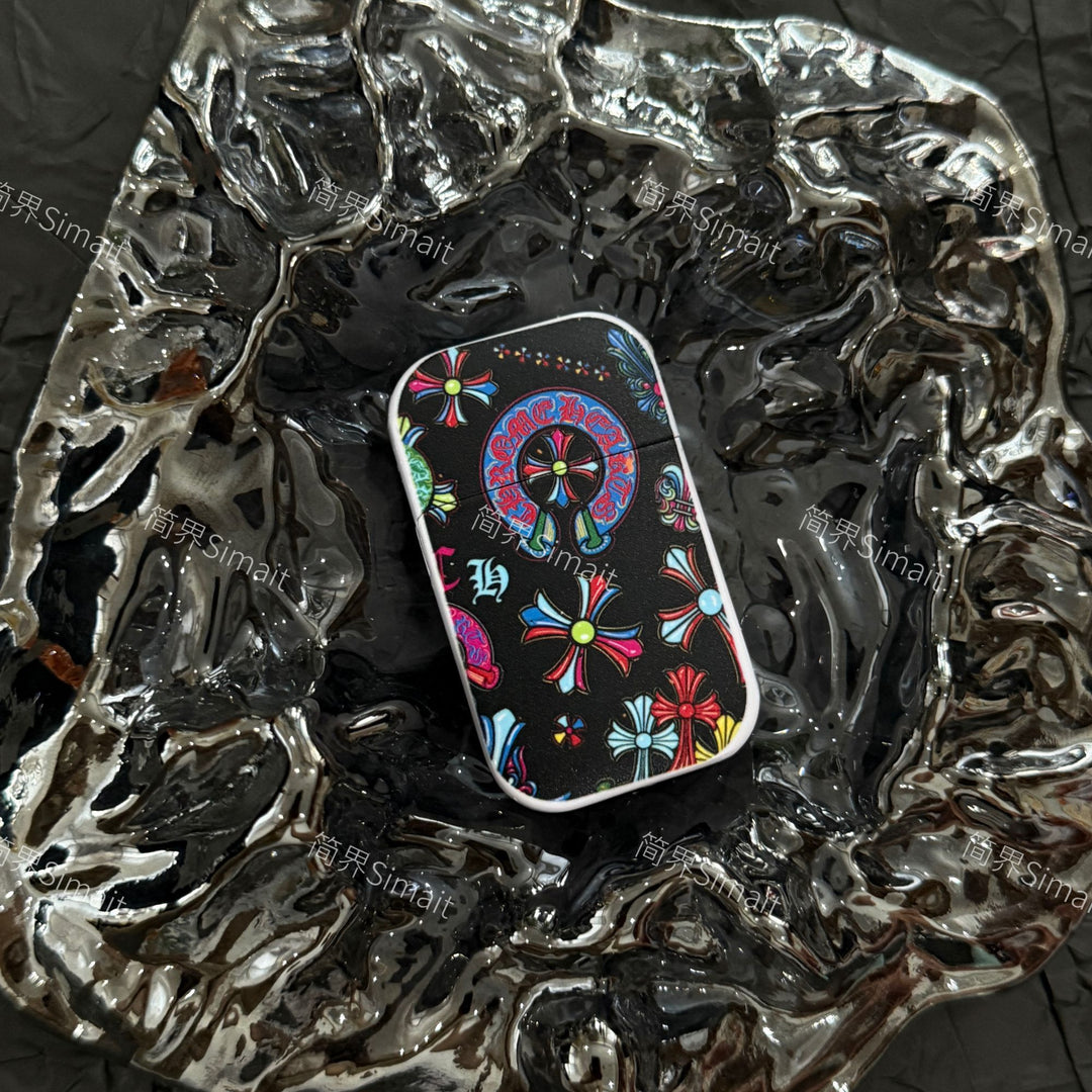 Chrome Hearts Windproof Lighter with Colorful Graffiti Art
