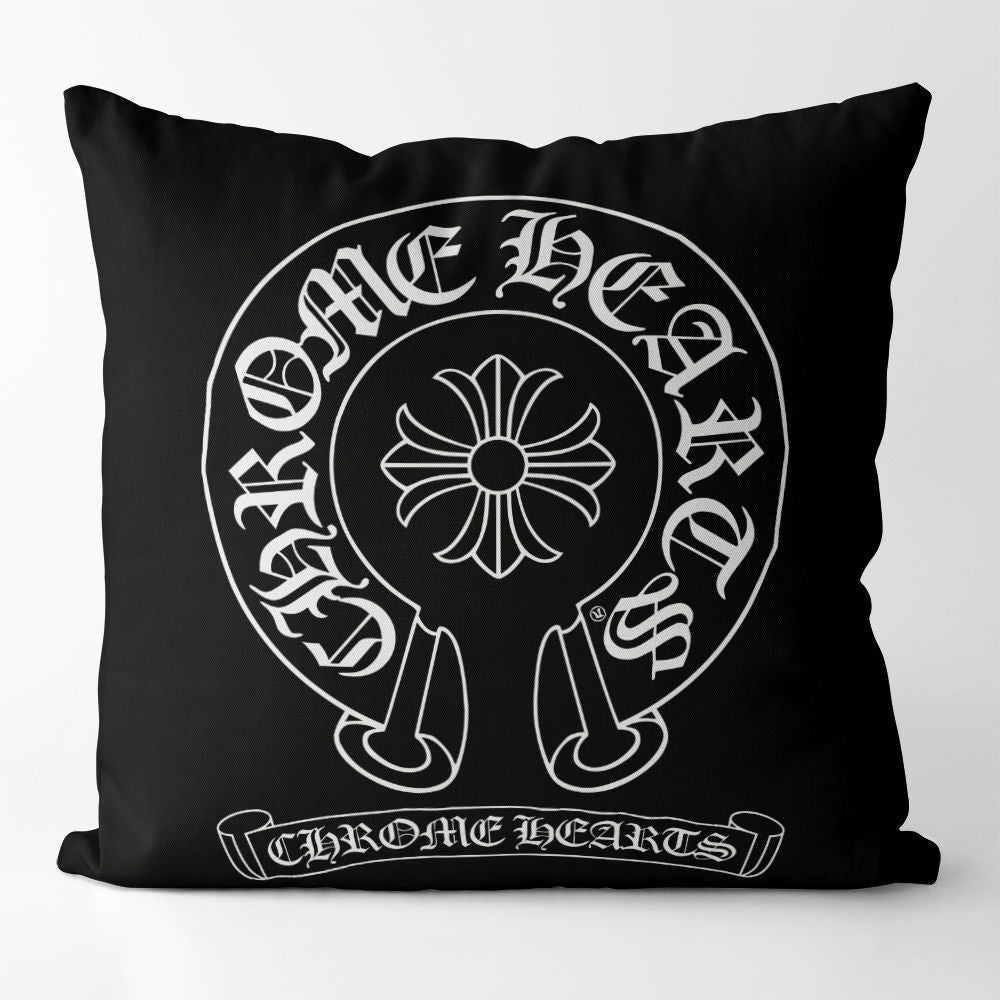 Chrome Hearts-Inspired Black & White Cushion