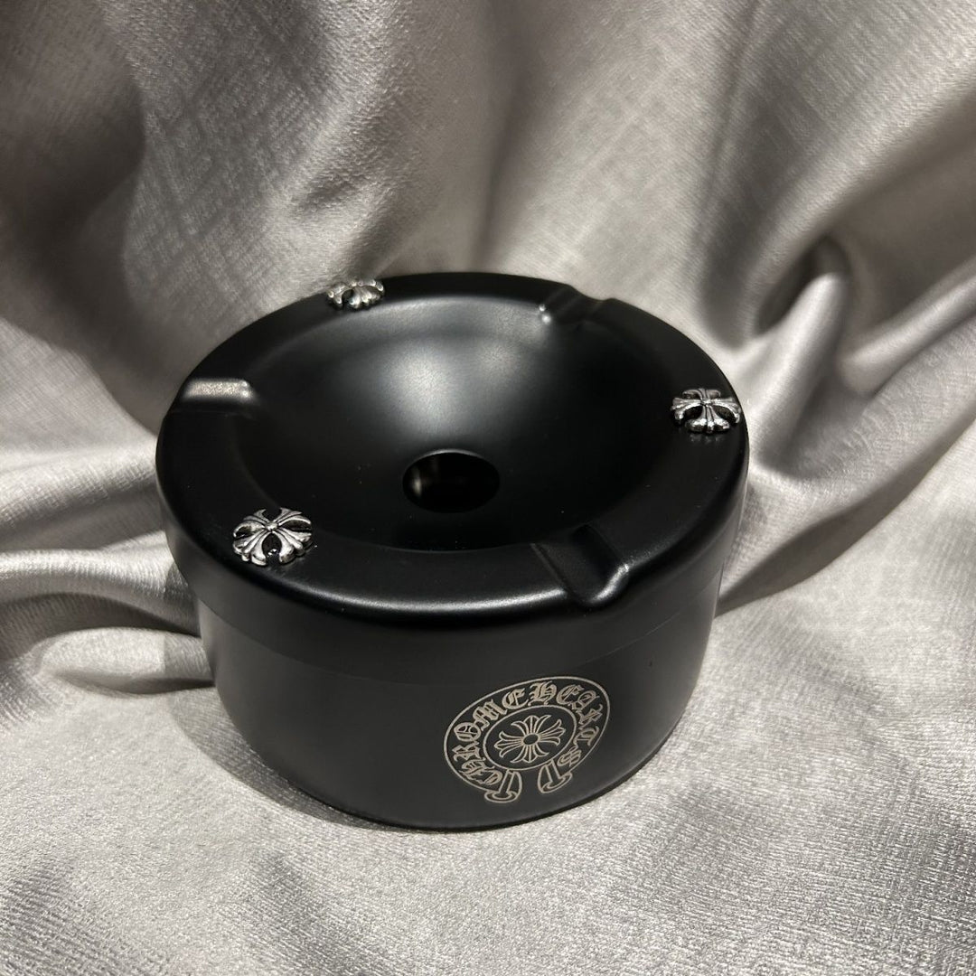Chrome Hearts Black Stainless Steel Ashtray with Lid