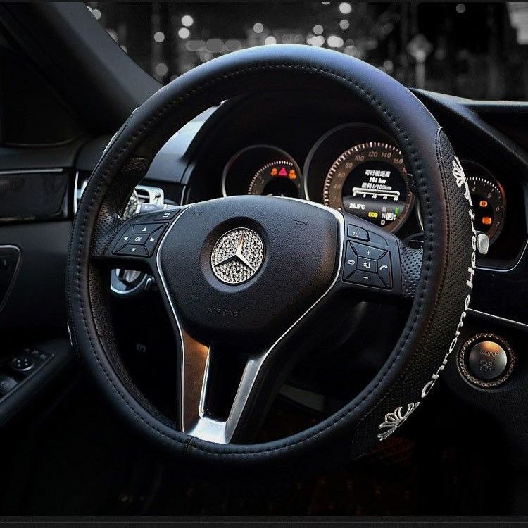 Chrome Hearts Leather Steering Wheel Cover with Embroidery
