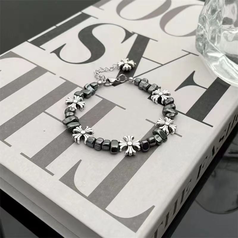 chrome hearts cross flower bracelet