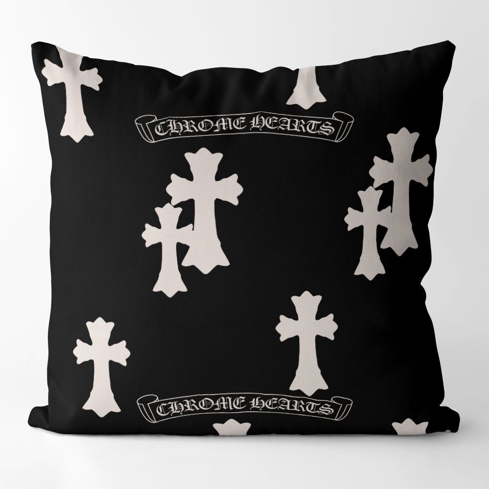 Chrome Hearts-Inspired Black & White Cushion