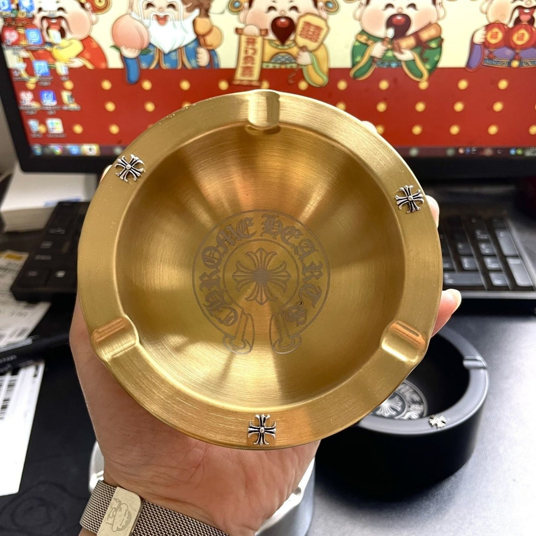 Chrome Hearts-Style Cross Stainless Steel Ashtray