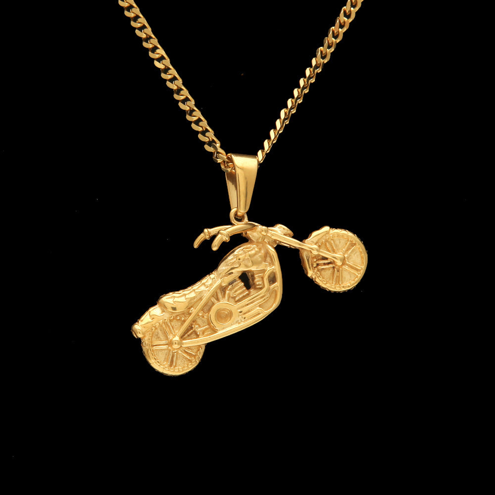 Men's motorcycle pendant stainless steel necklace