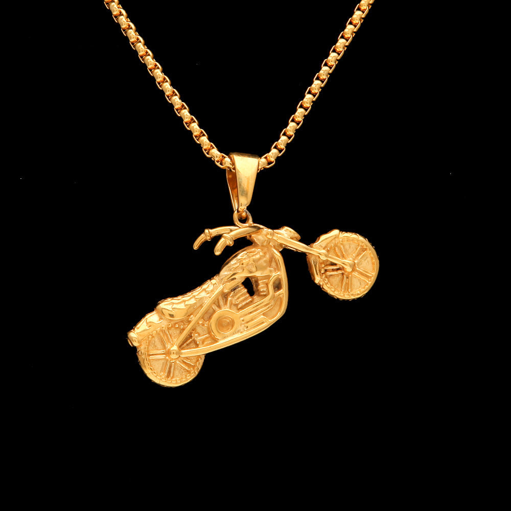 Men's motorcycle pendant stainless steel necklace