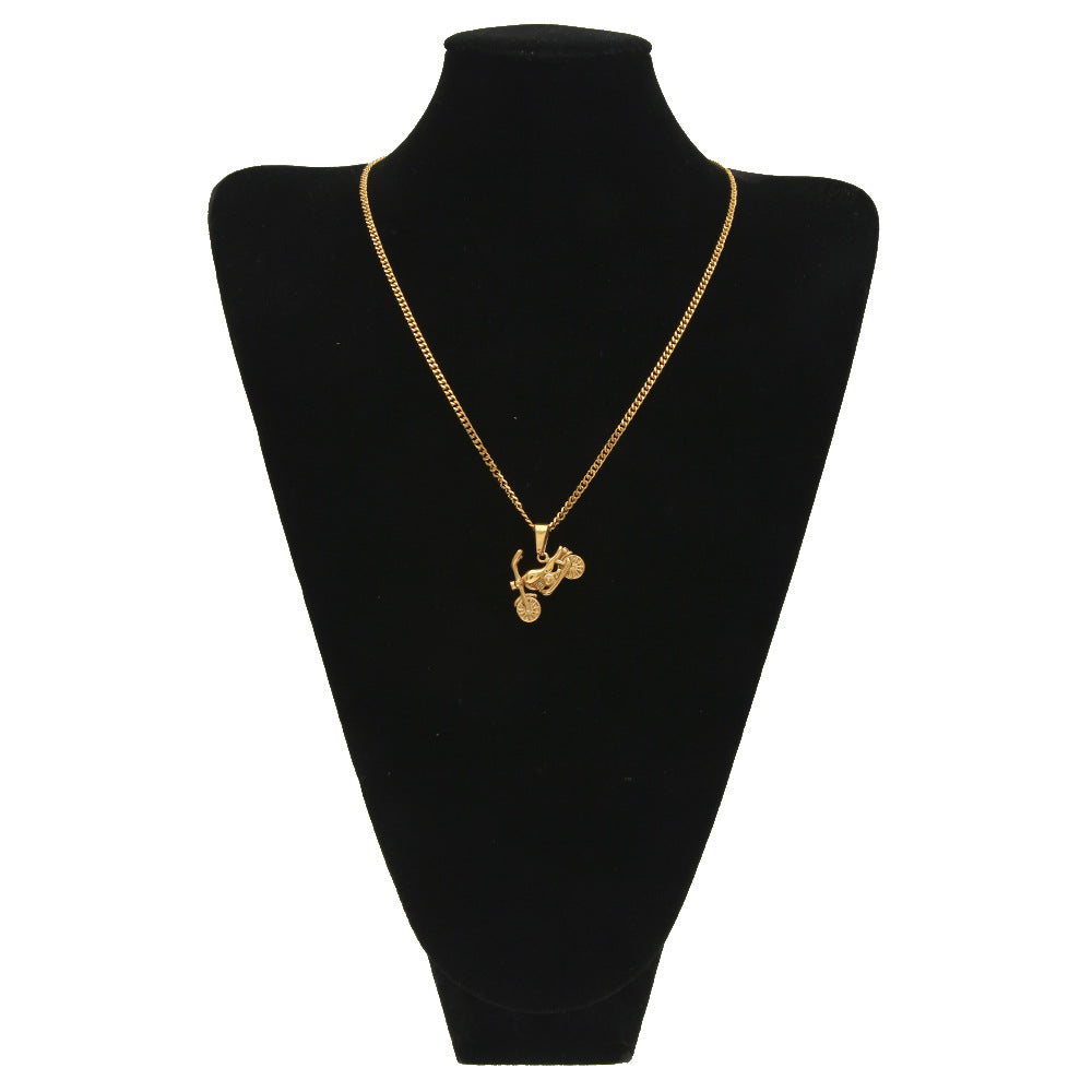 Men's motorcycle pendant stainless steel necklace