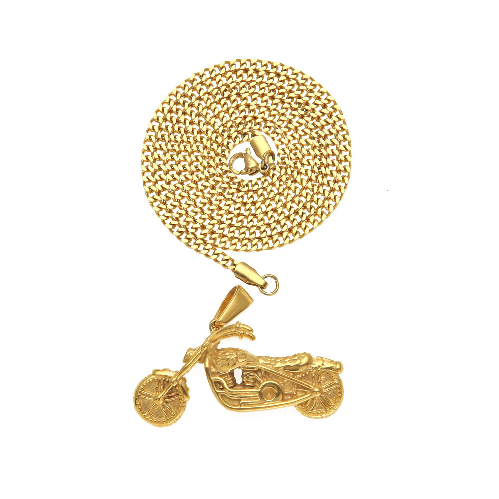 Men's motorcycle pendant stainless steel necklace