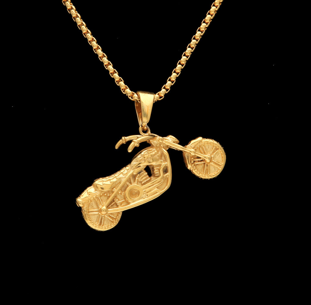 Men's motorcycle pendant stainless steel necklace