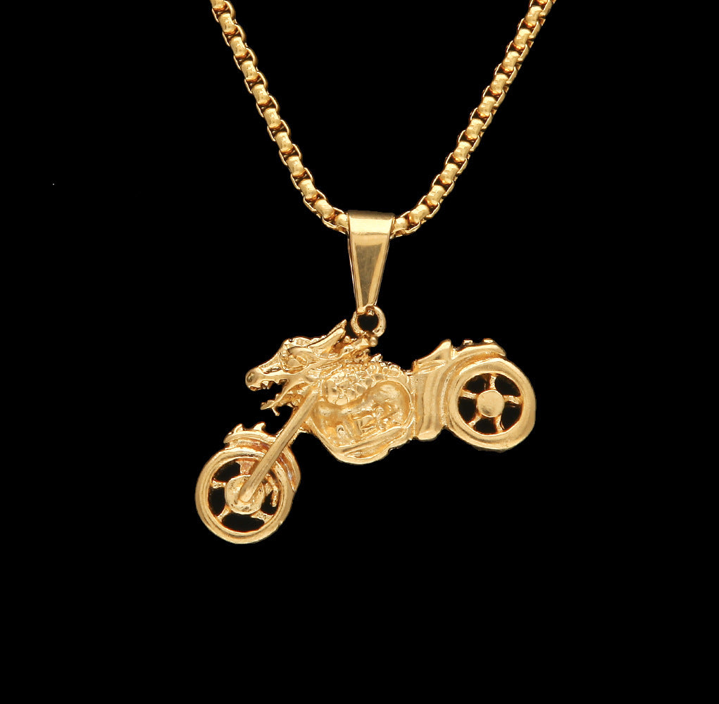 Men's motorcycle pendant stainless steel necklace