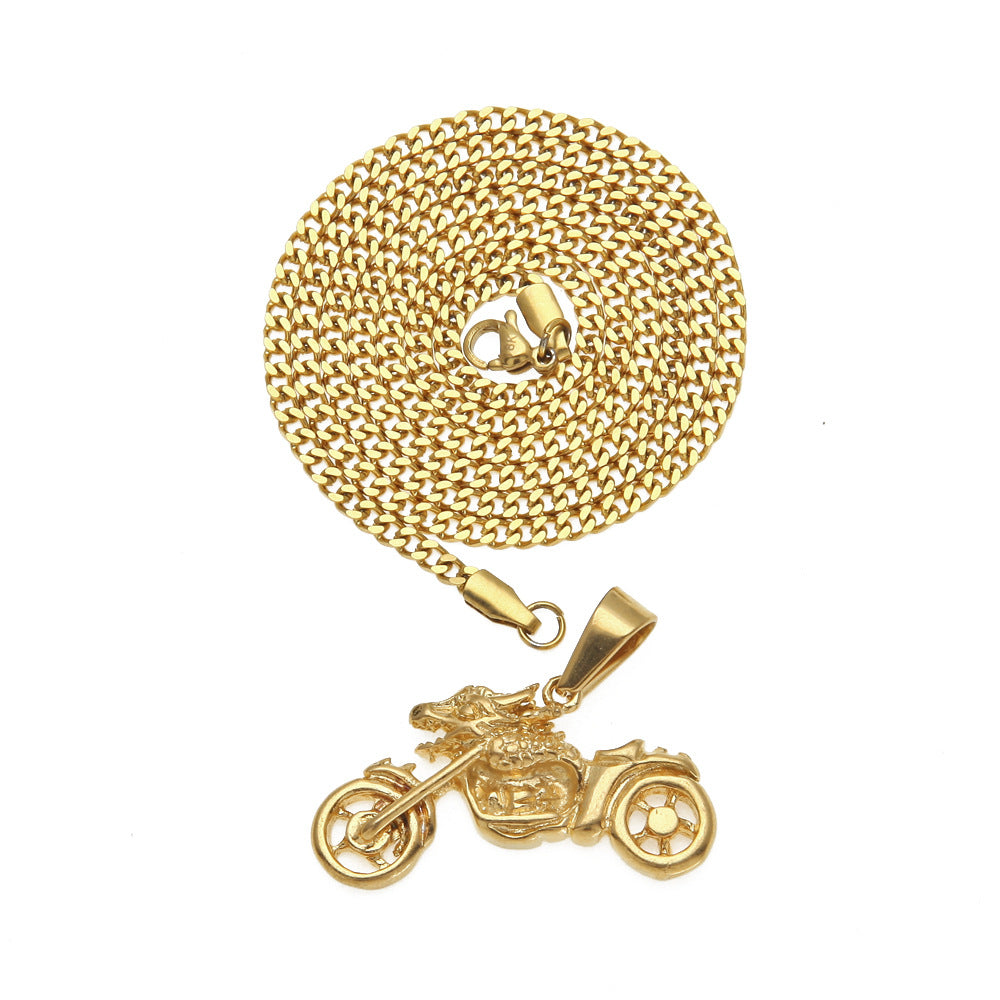 Men's motorcycle pendant stainless steel necklace