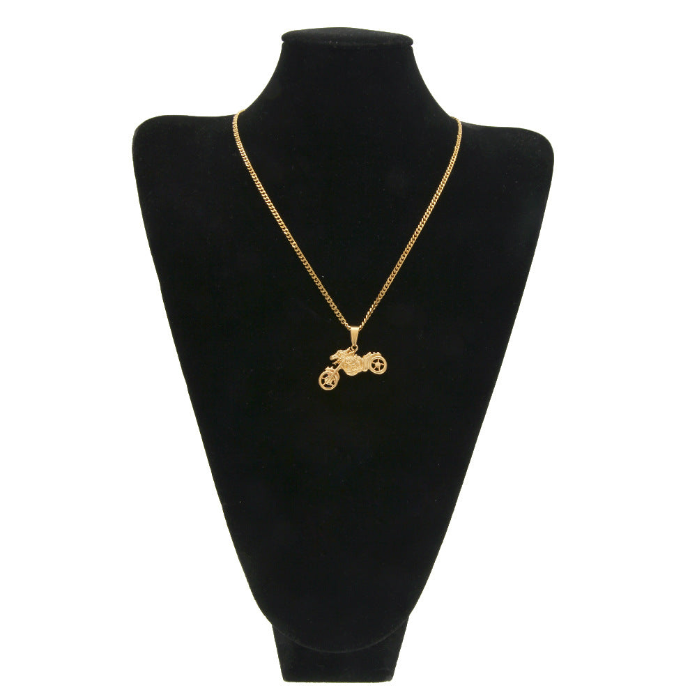 Men's motorcycle pendant stainless steel necklace
