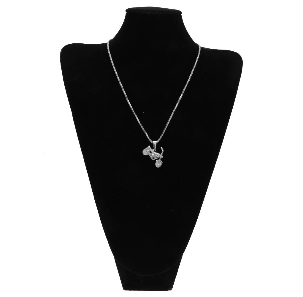 Men's motorcycle pendant stainless steel necklace