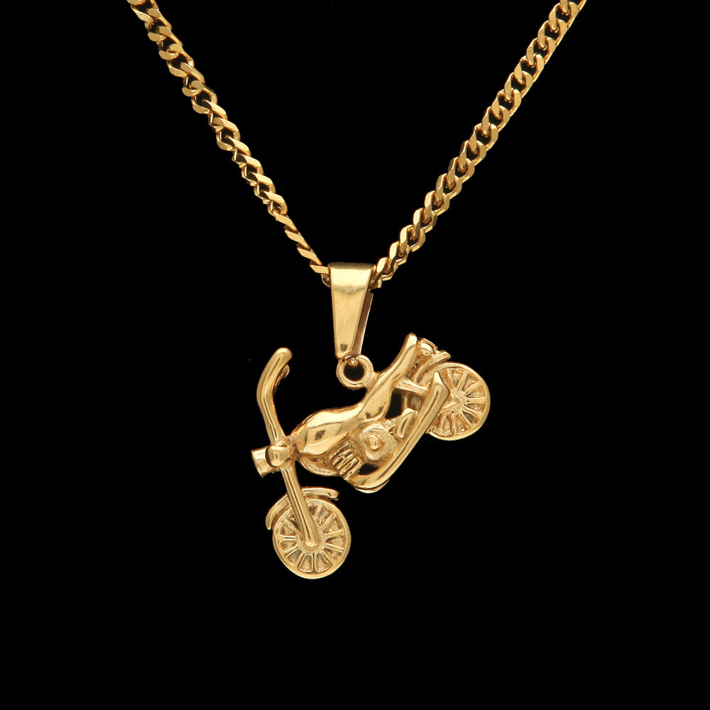 Men's motorcycle pendant stainless steel necklace