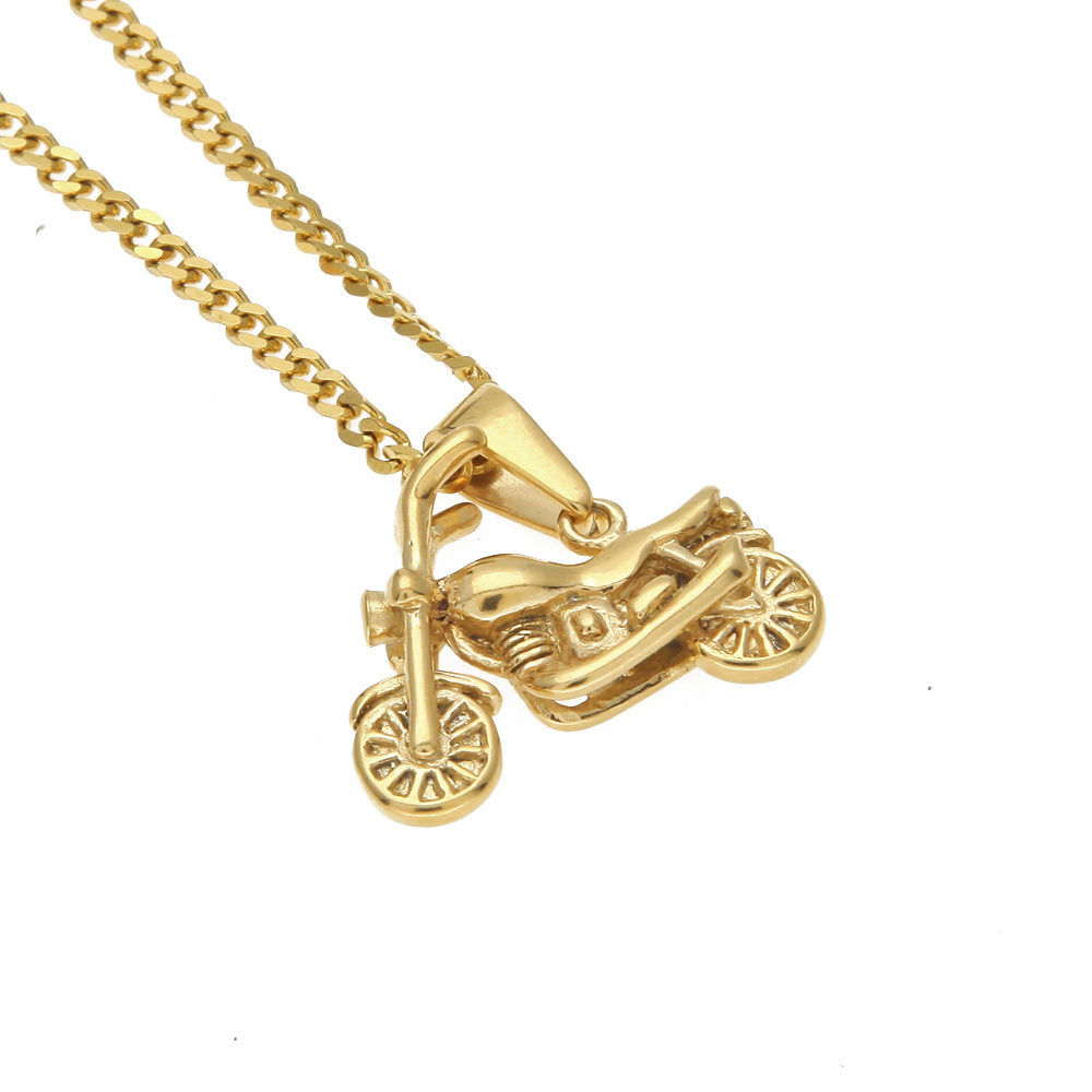 Men's motorcycle pendant stainless steel necklace