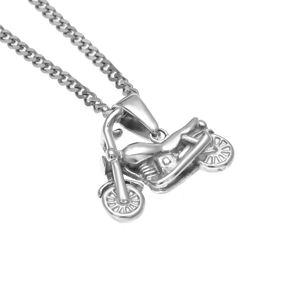 Men's motorcycle pendant stainless steel necklace
