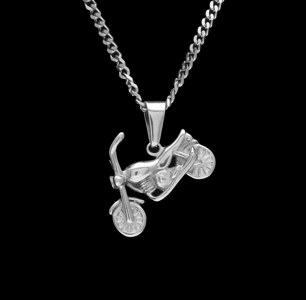 Men's motorcycle pendant stainless steel necklace