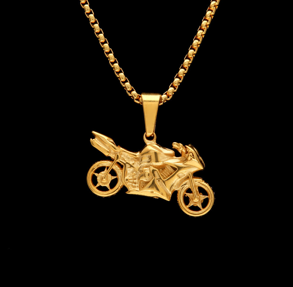 Men's motorcycle pendant stainless steel necklace