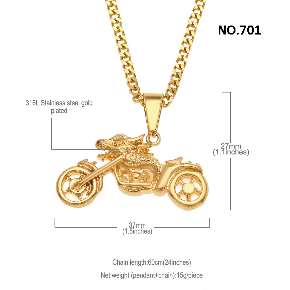 Men's motorcycle pendant stainless steel necklace